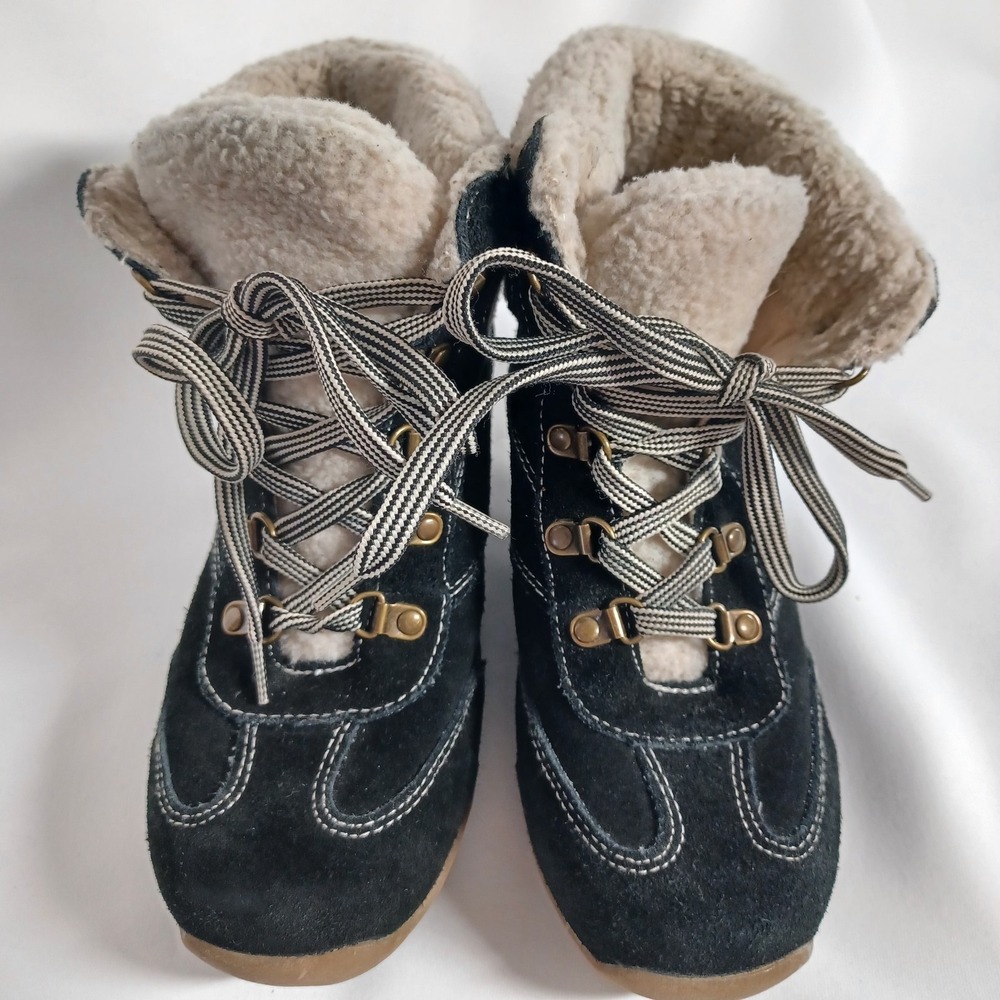 Womens lace-up Sporto Stomp Wedge Heel Snow Boot Comfort Rivet Hidden 6M
